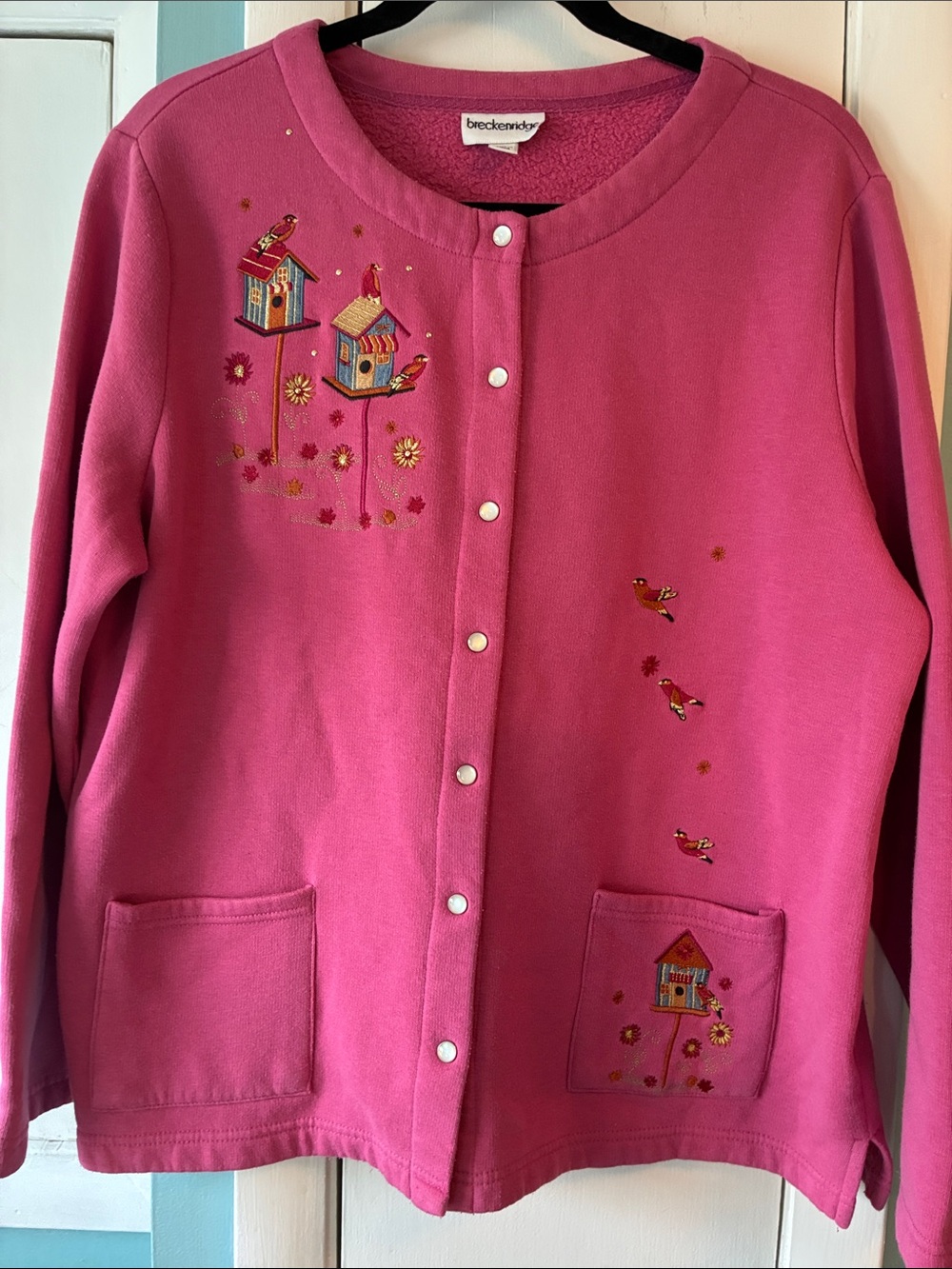 Breckenridge vintage Embroidered Birdhouse Snap-Front sweatshirt